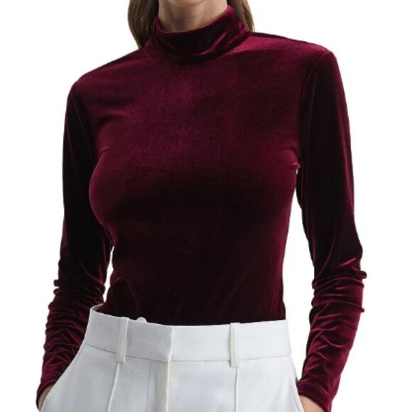 Reiss Connie Velvet Turtle Neck Top - Crimson Red - Small NWT - Picture 2 of 6